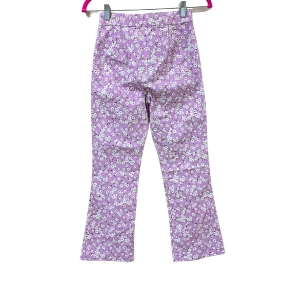 NWT zara Daisy floral flare pants hi rise purple size s retro 70s - Picture 4 of 5